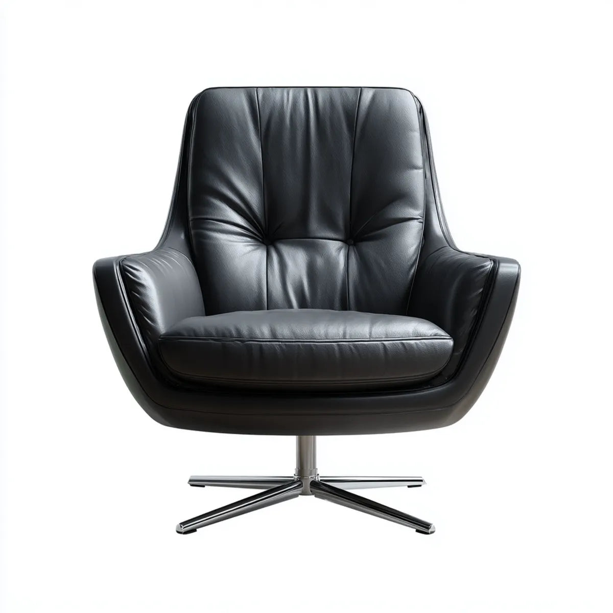 Fauteuil de bureau pivotant noir en cuir synthétique PU forme enveloppante 76 x 78 x 100 cm