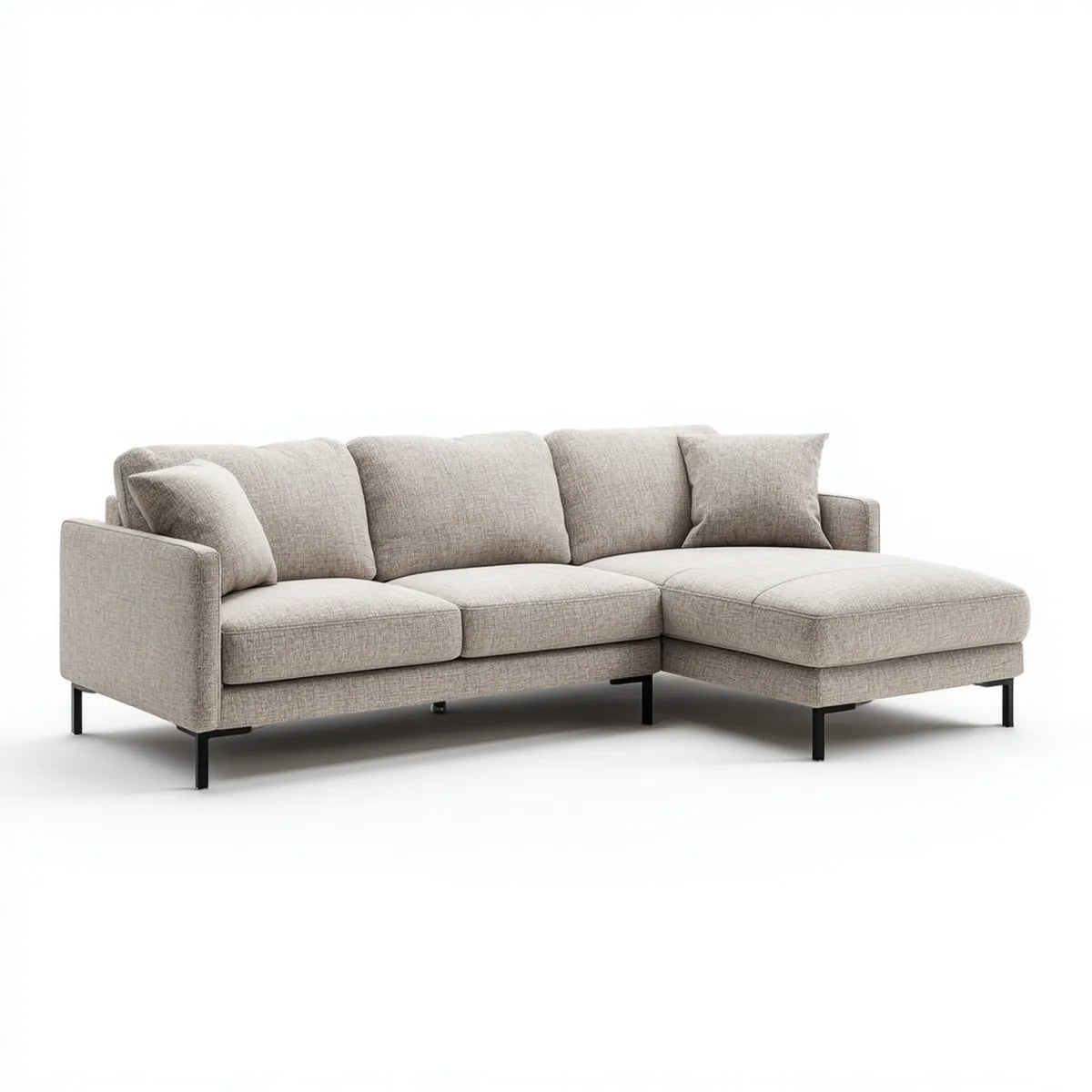 Canapé d'angle 3 places avec méridienne droite beige 250 x 160 x 86 cm en polyester
