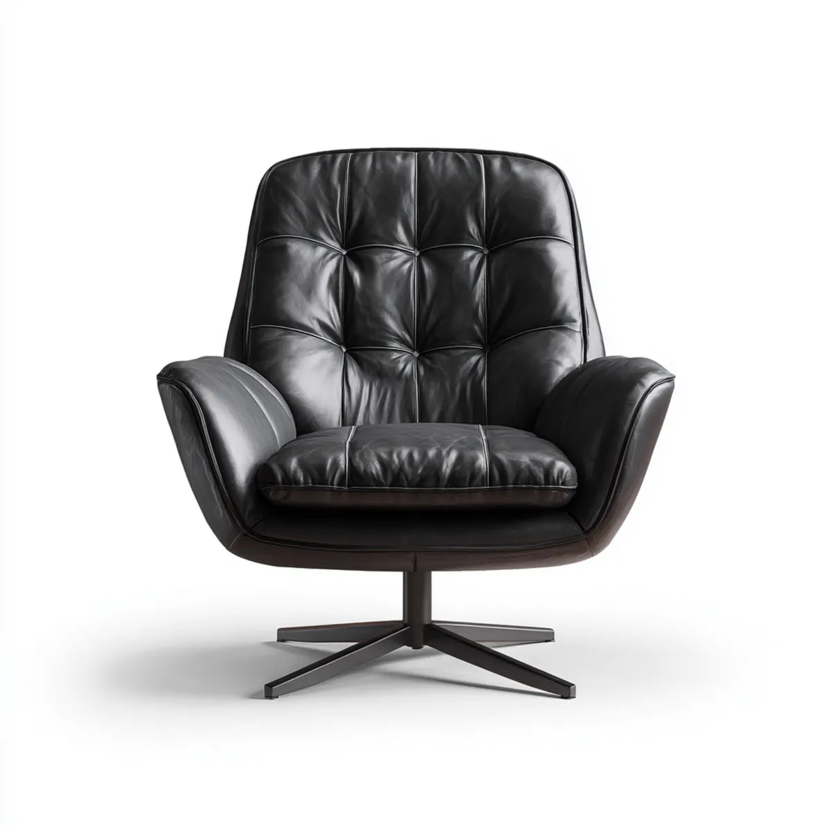 Fauteuil de bureau pivotant noir en cuir synthétique PU avec accoudoirs 78 x 82 x 98 cm