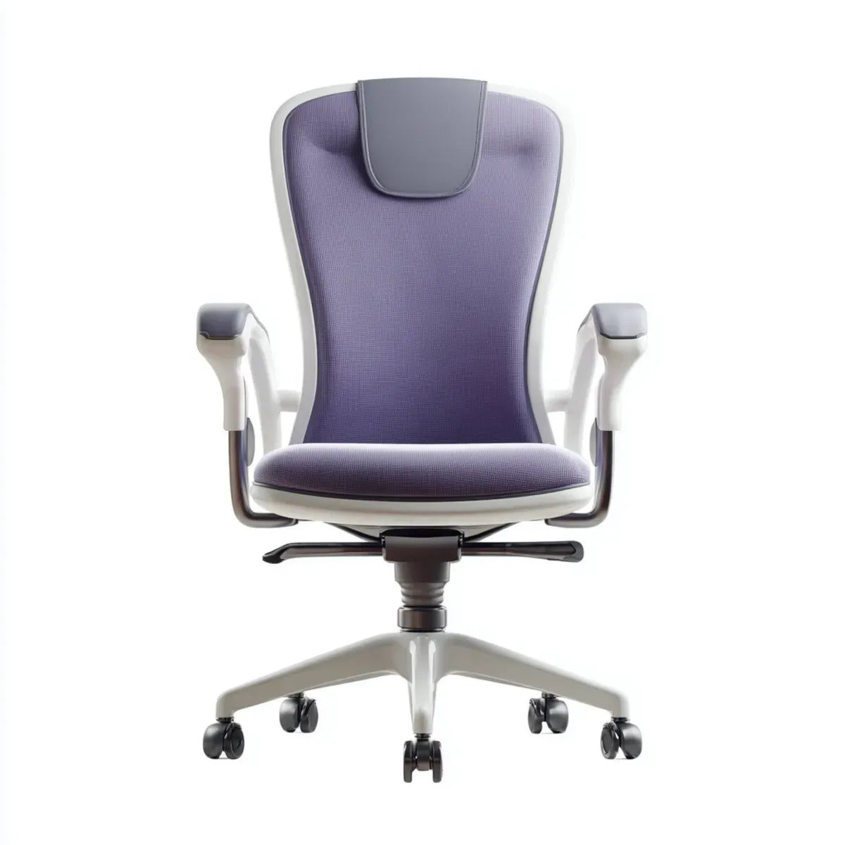 Fauteuil de bureau ergonomique violet et blanc avec appui-tête en maille polyester 66 x 66 x 118-128 cm