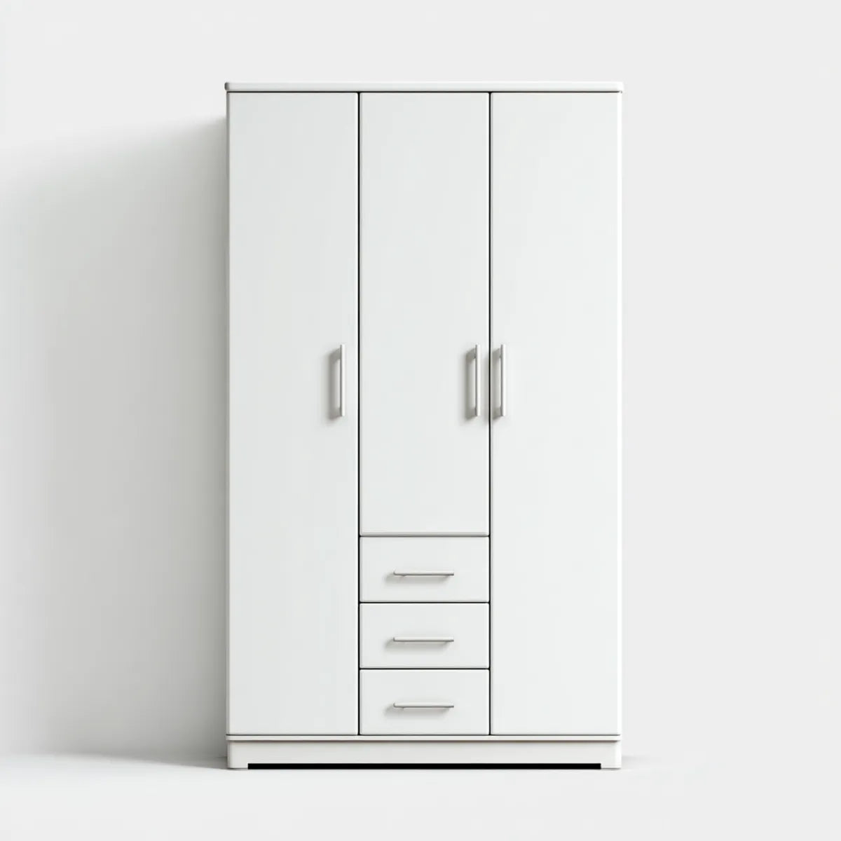 Armoire de chambre blanche à 3 portes et 3 tiroirs en panneaux de particules 120 x 52 x 200 cm
