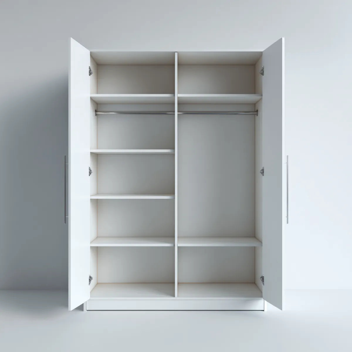 Armoire penderie 2 portes blanche 100 x 50 x 200 cm en panneaux de particules mélaminés rectangulaire