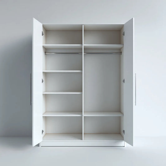 Armoire penderie 2 portes blanche 100 x 50 x 200 cm en panneaux de particules mélaminés rectangulaire