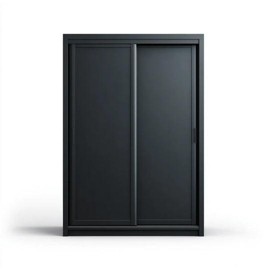 Armoire de chambre à portes coulissantes noire 150 x 60 x 200 cm en panneaux de particules mélaminés rectangulaire