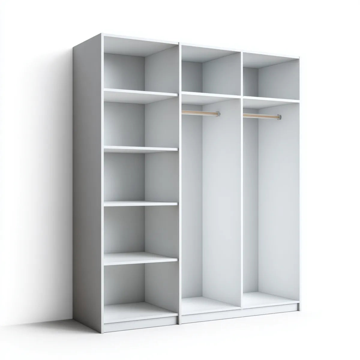 Armoire de rangement ouverte blanche 180 x 50 x 200 cm en panneaux de particules mélaminés rectangulaire