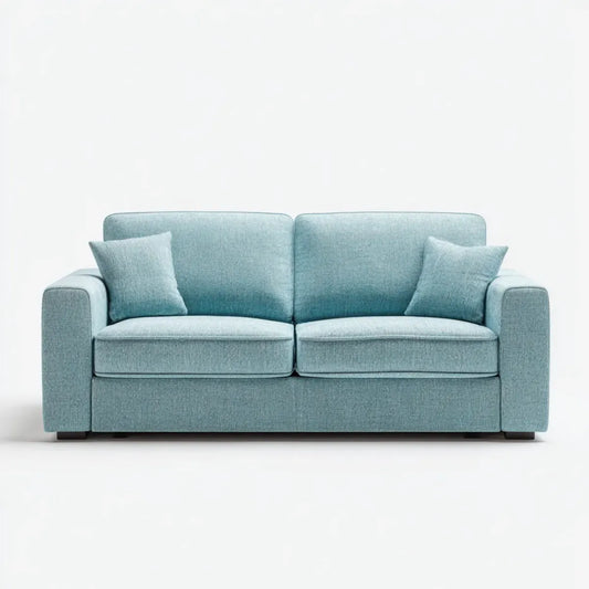 Canapé droit 2 places bleu clair en polyester 180 x 85 x 86 cm