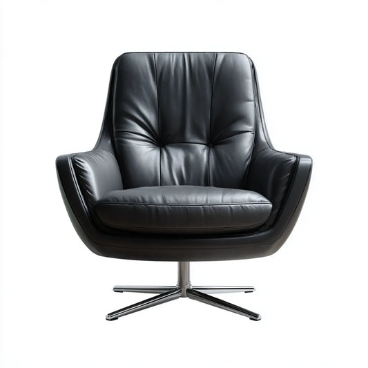 Fauteuil de bureau pivotant noir en cuir synthétique PU forme enveloppante 76 x 78 x 100 cm