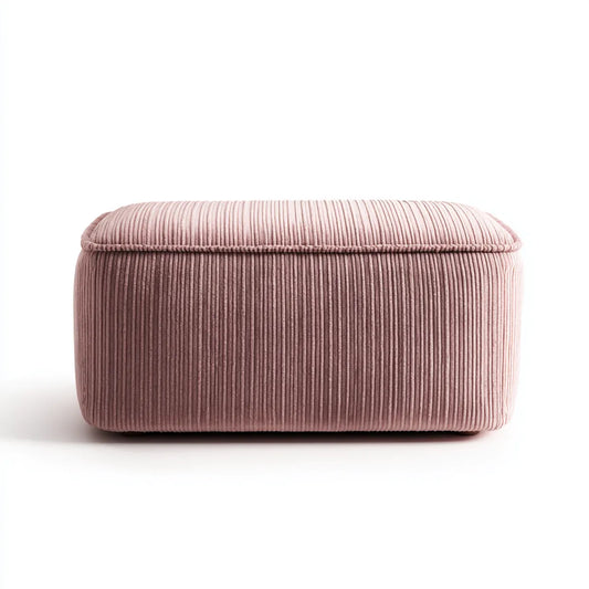 Banc coffre de rangement rose en velours côtelé polyester 100 x 40 x 45 cm rectangulaire
