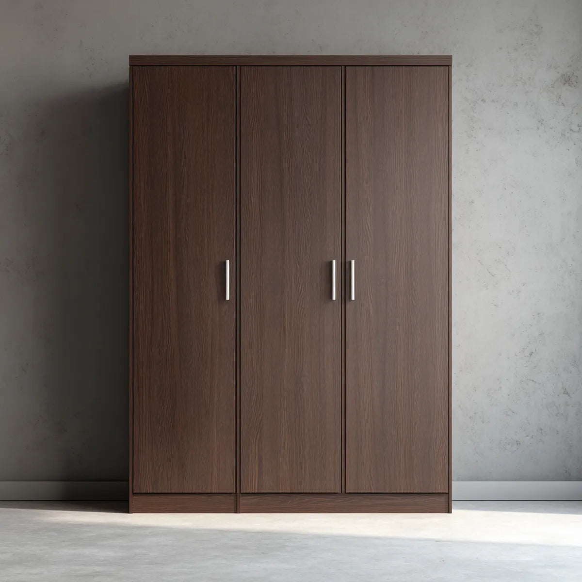 Armoire de chambre 3 portes marron foncé 120 x 52 x 180 cm en panneaux de particules mélaminés rectangulaire