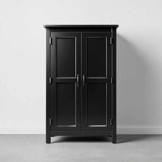 Armoire de chambre 2 portes noire 90 x 50 x 180 cm en panneaux MDF rectangulaire