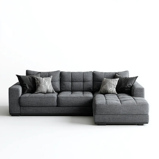 Canapé d'angle droit 4 places gris foncé en polyester 270 x 160 x 85 cm