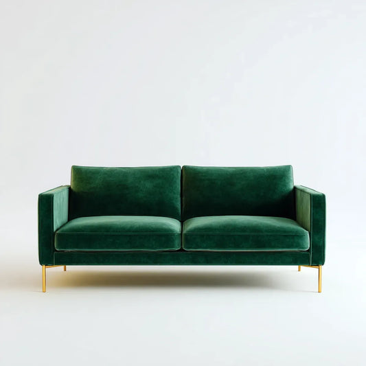Canapé 2 places vert émeraude en velours de polyester avec pieds dorés rectangulaire 160 x 82 x 84 cm
