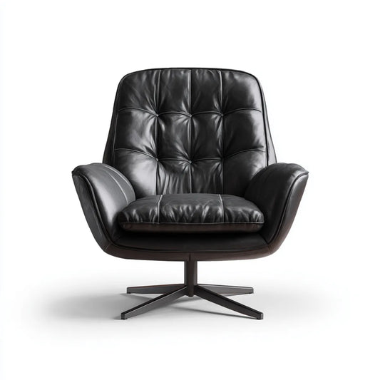 Fauteuil de bureau pivotant noir en cuir synthétique PU avec accoudoirs 78 x 82 x 98 cm
