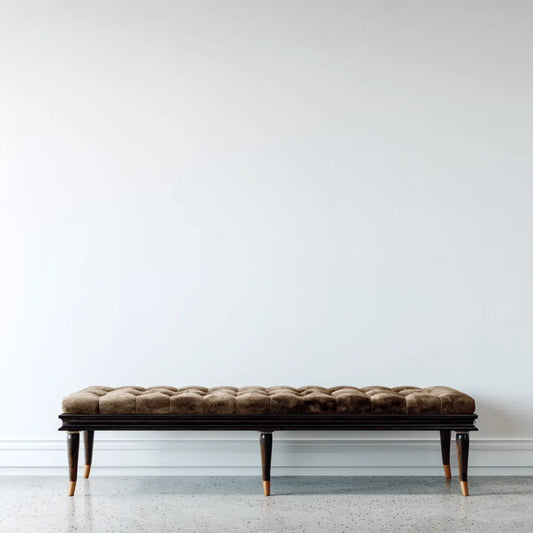 Banc de bout de lit capitonné marron 160 x 45 x 48 cm en polyester et bois massif rectangulaire