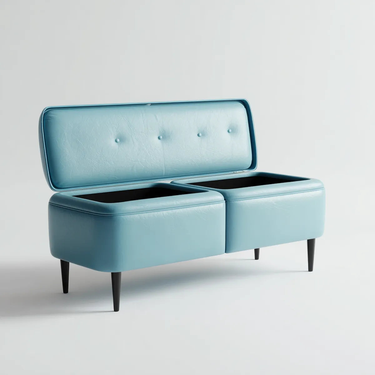 Banc de bout de lit avec rangement bleu en cuir synthétique PU 120 x 40 x 50 cm