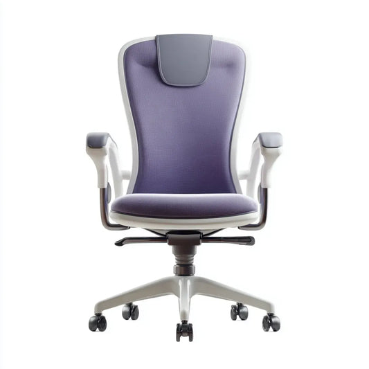 Fauteuil de bureau ergonomique violet et blanc avec appui-tête en maille polyester 66 x 66 x 118-128 cm